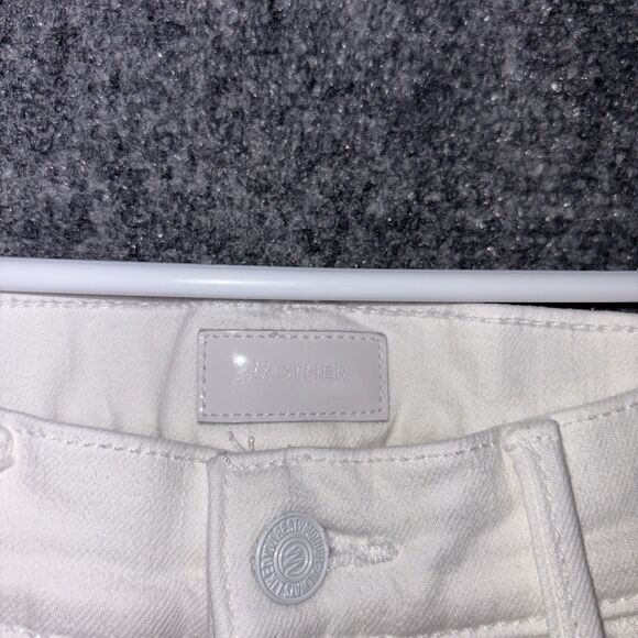 MOTHER  The Hustler Ankle Fray Jeans Womens Sz 29 White Fairest of them All Flaw - Picture 3 of 14